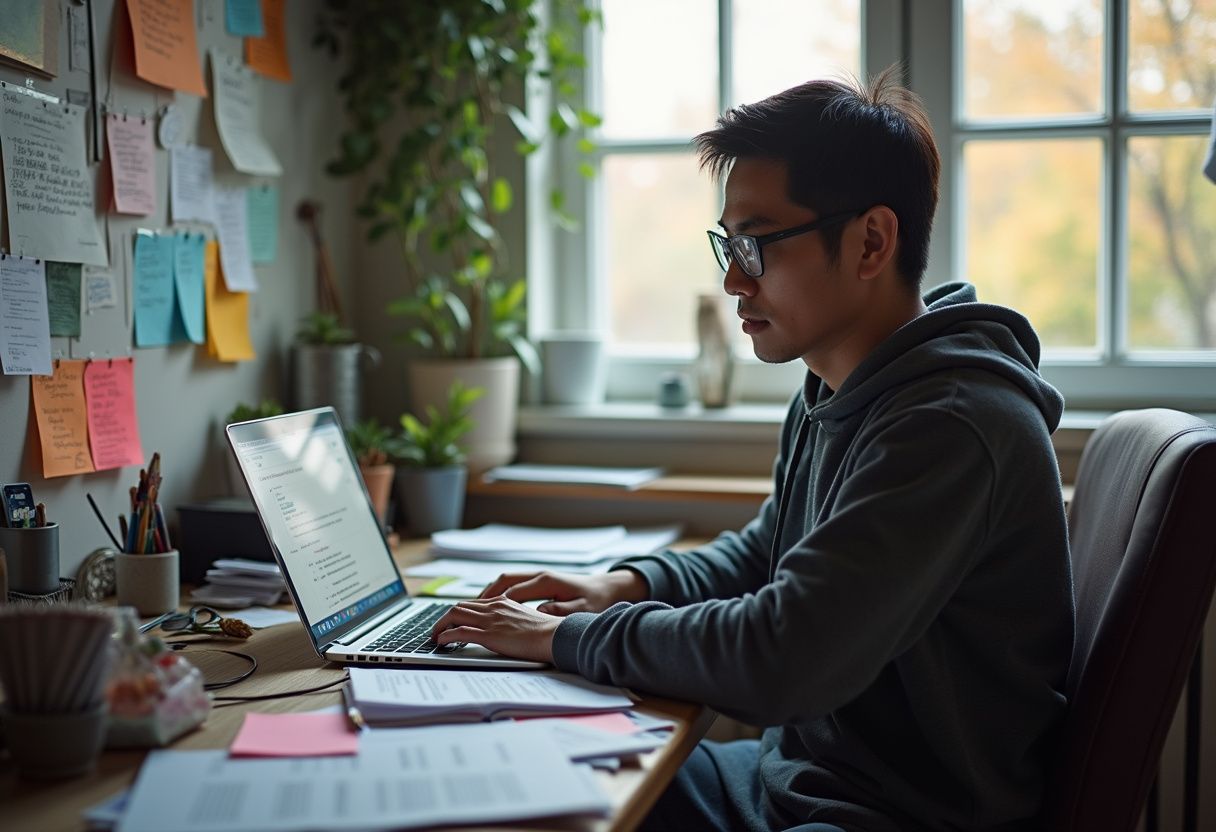 Malaysian developer setting up IndexNow API on laptop for instant Bing indexing and faster search visibility