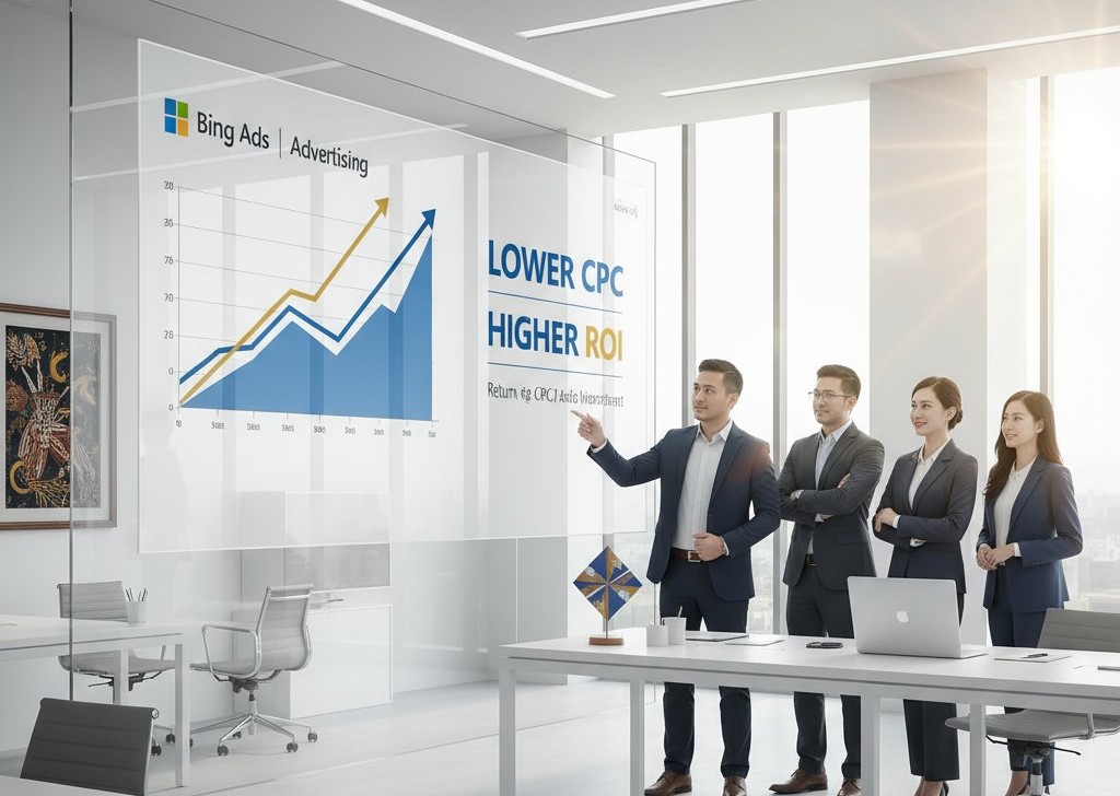 Confident Malaysian business owners discovering new growth opportunities through Bing SEO and Microsoft advertising strategies